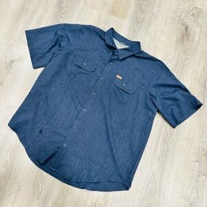 Orvis Shirt Mens 2XL Blue Classic Collection Short Sleeve Button Utility Shirt